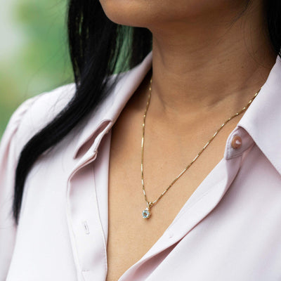 Heart Shape Aquamarine and Diamond Pendant Necklace 14K Yellow Gold 0.75 Carat