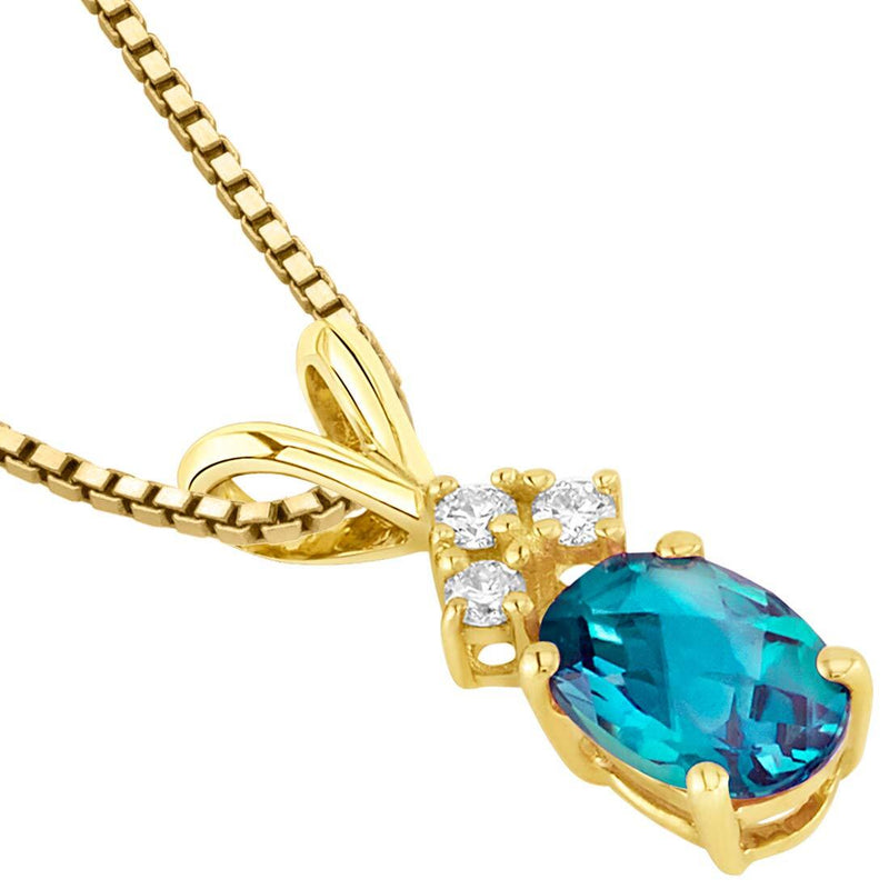 Alexandrite and Diamond Pendant Necklace 14K Yellow Gold 1 Carat Oval