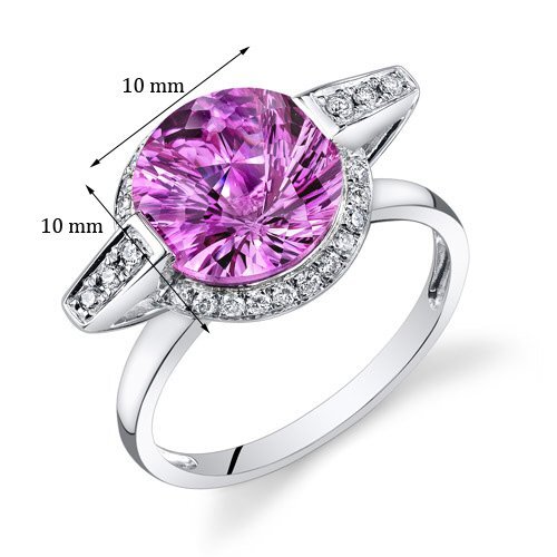 Pink Sapphire Ring 14 Karat White Gold Round Shape 4.9 Carats, Size 7