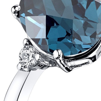 14K White Gold London Blue Topaz Diamond Ring 2.75 Carat Oval Cut, Size 7