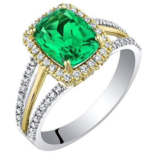 Cushion Cut Colombian Emerald and Diamond Ring 14K White Gold 2.40 Carats Total