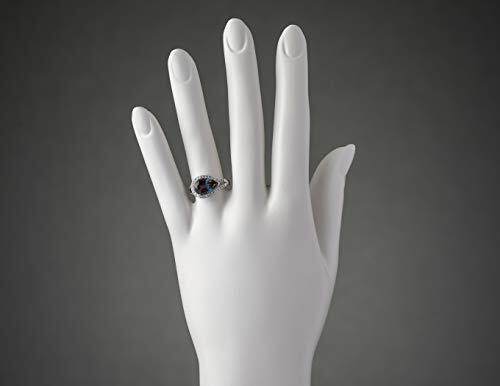 Pear Shape Alexandrite and Diamond Ring 14K White Gold 4 Carats Total, Size 7
