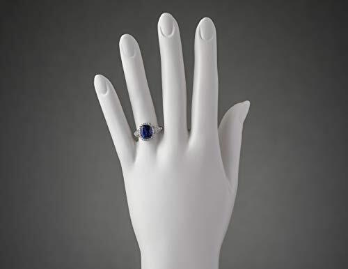 Cushion Cut Blue Sapphire and Diamond Ring 14K White Gold 4.75 Carats Total, Size 7