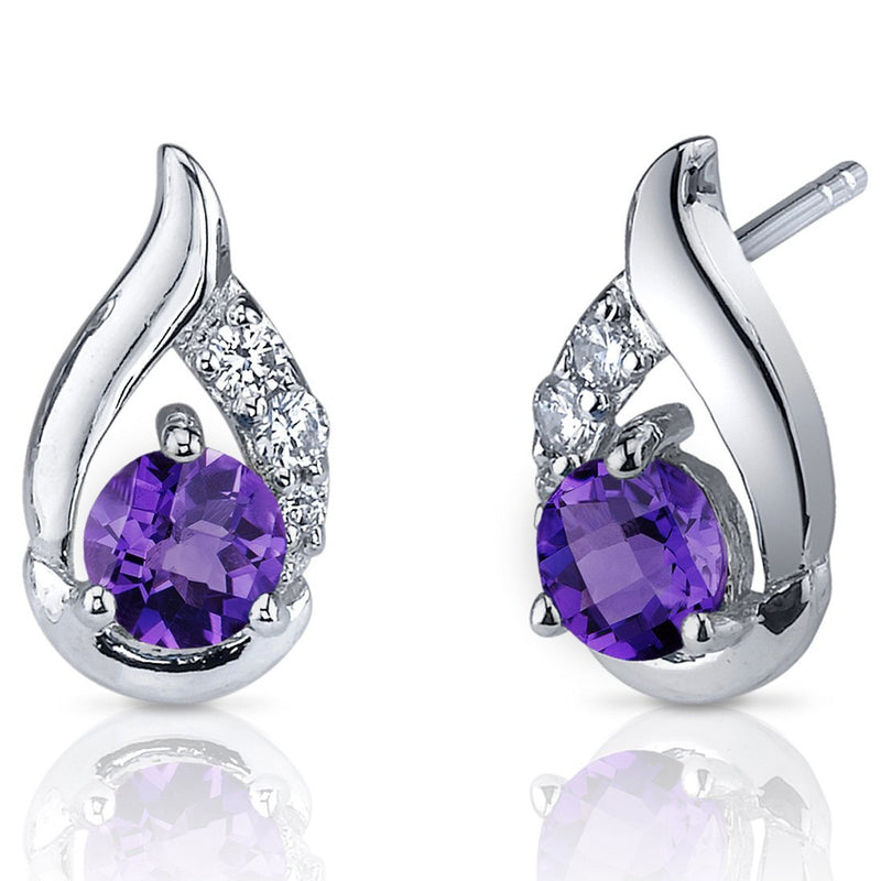Princess cut gemstone solitaire stud 925 sterling silver earnings - created blue sapphire - sterling silver
