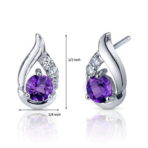 Princess cut gemstone solitaire stud 925 sterling silver earnings - created blue sapphire - sterling silver