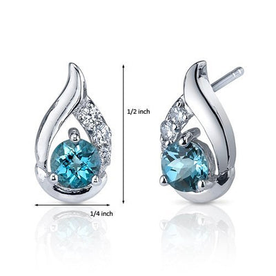 Princess cut gemstone solitaire stud 925 sterling silver earnings - created blue sapphire - sterling silver