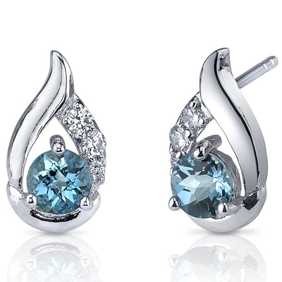 Princess cut gemstone solitaire stud 925 sterling silver earnings - created blue sapphire - sterling silver