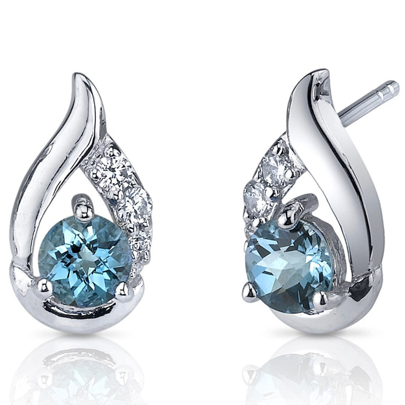Princess cut gemstone solitaire stud 925 sterling silver earnings - created blue sapphire - sterling silver