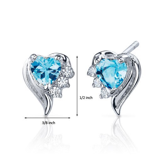 Princess cut gemstone solitaire stud 925 sterling silver earnings - created blue sapphire - sterling silver
