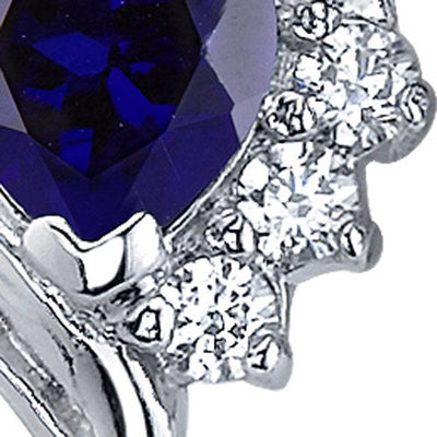 Princess cut gemstone solitaire stud 925 sterling silver earnings - created blue sapphire - sterling silver