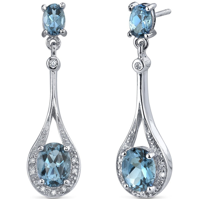 Princess cut gemstone solitaire stud sterling silver earnings - created blue sapphire - sterling silver