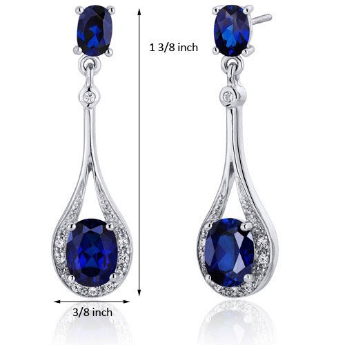 Princess cut gemstone solitaire stud sterling silver earnings - created blue sapphire - sterling silver