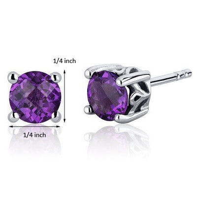 Princess cut gemstone solitaire stud sterling silver earnings - created blue sapphire - sterling silver