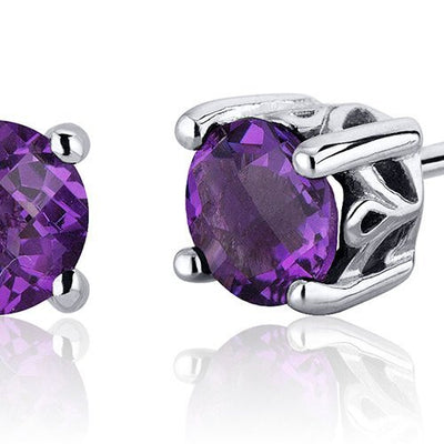 Princess cut gemstone solitaire stud sterling silver earnings - created blue sapphire - sterling silver