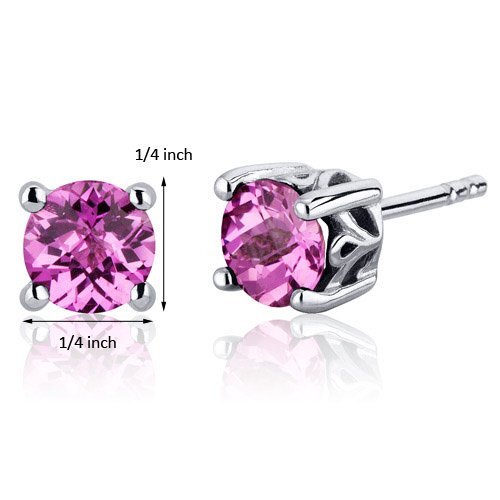 Princess cut gemstone solitaire stud sterling silver earnings - created blue sapphire - sterling silver