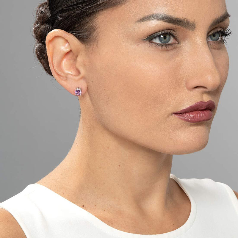 Princess cut gemstone solitaire stud sterling silver earnings - created blue sapphire - sterling silver