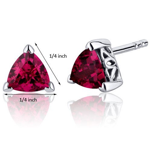 Princess cut gemstone solitaire stud 925 sterling silver earnings - created blue sapphire - sterling silver