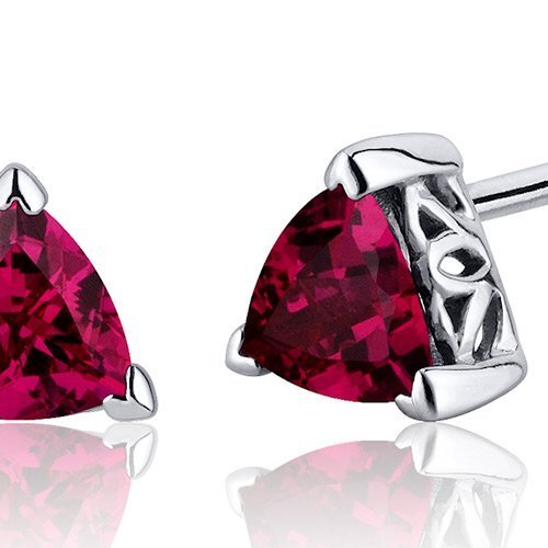 Princess cut gemstone solitaire stud 925 sterling silver earnings - created blue sapphire - sterling silver