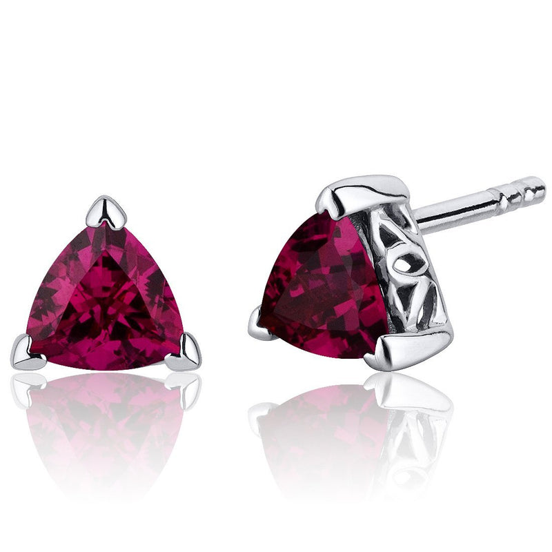 Princess cut gemstone solitaire stud 925 sterling silver earnings - created blue sapphire - sterling silver