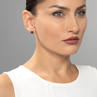 Princess Cut Gemstone Solitaire Stud 925 Sterling Silver Earrings