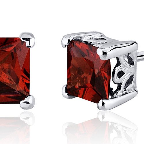 Princess Cut Gemstone Solitaire Stud 925 Sterling Silver Earrings