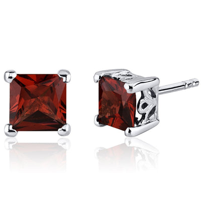Princess Cut Gemstone Solitaire Stud 925 Sterling Silver Earrings