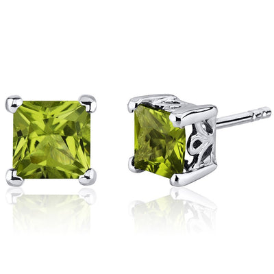 Princess Cut Gemstone Solitaire Stud 925 Sterling Silver Earrings