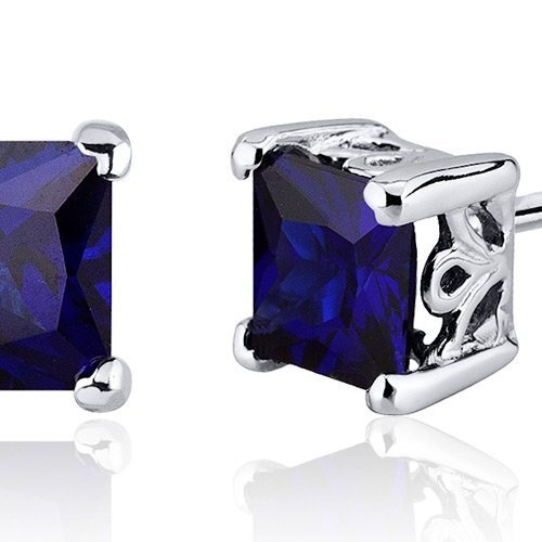 Princess Cut Gemstone Solitaire Stud 925 Sterling Silver Earrings