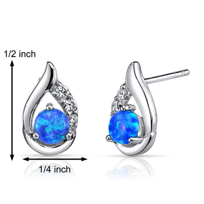 Princess cut gemstone solitaire stud 925 sterling silver earnings - created blue sapphire - sterling silver