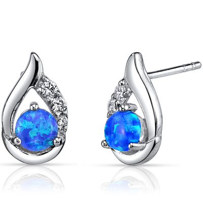 Princess cut gemstone solitaire stud 925 sterling silver earnings - created blue sapphire - sterling silver