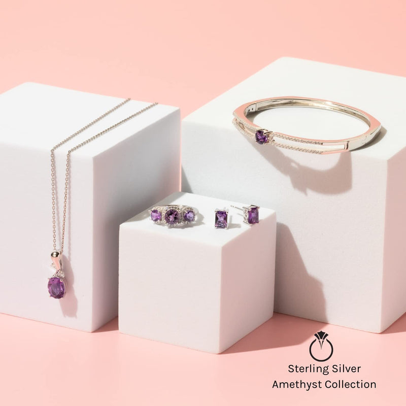Princess cut gemstone solitaire stud 925 sterling silver earnings - created blue sapphire - sterling silver