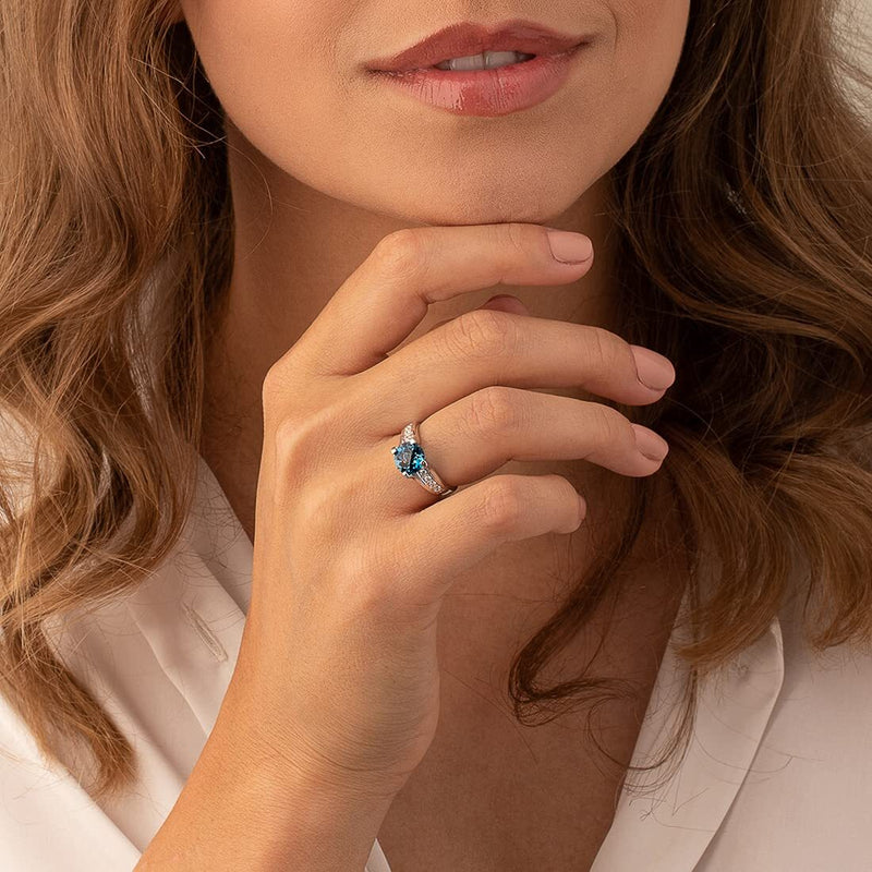 London Blue Topaz Ring Sterling Silver Round Shape 2.25 Carats