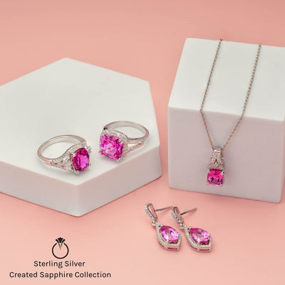 Pink Sapphire Ring Sterling Silver Round Shape 2.75 Carats