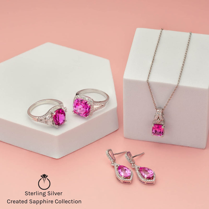 Pink Sapphire Ring Sterling Silver Round Shape 2.75 Carats