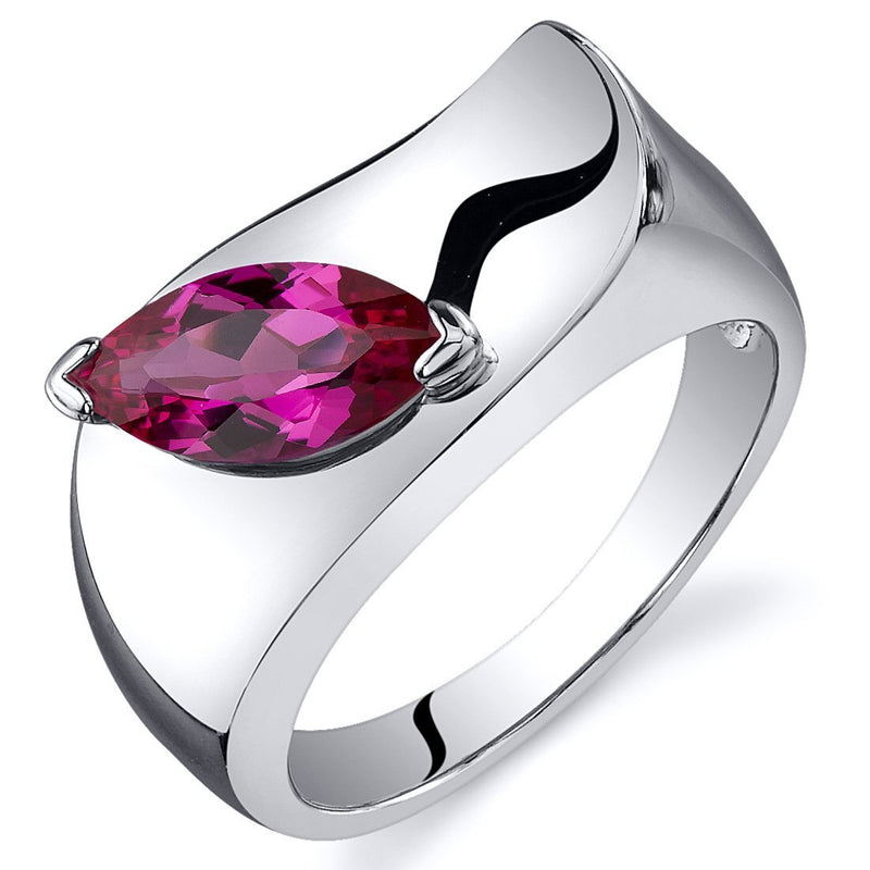Ruby Ring Sterling Silver Marquise Shape 1.25 Carats