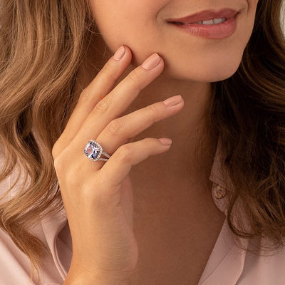 Alexandrite Ring Sterling Silver Cushion Shape 7.75 Carats