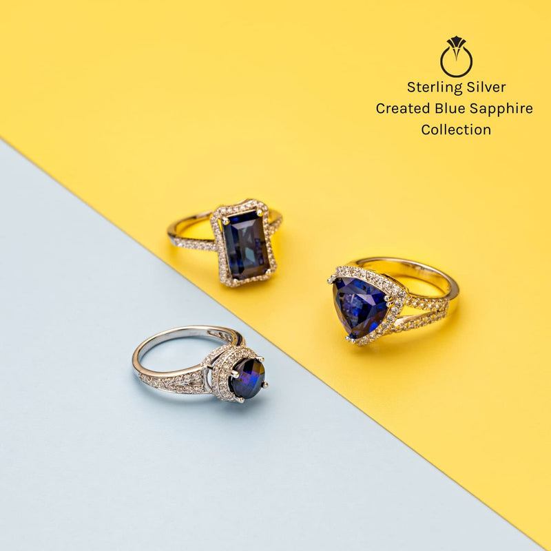 Blue Sapphire Eternity Ring Band in Sterling Silver 1.5 Carats