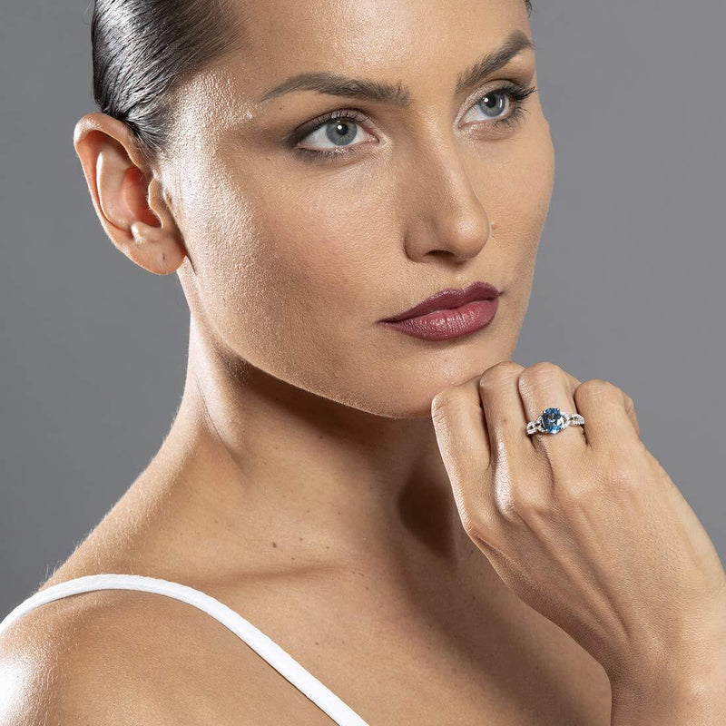 Swiss Blue Topaz Sterling Silver Forever Ring 2.25 Carats Sizes 5 to 9