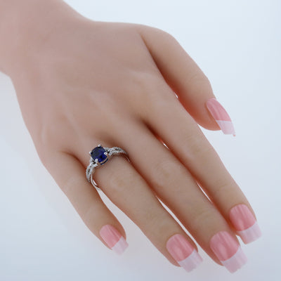 2.50 Carats Created Blue Sapphire Sterling Silver Forever Ring 2.50 Carats Sizes 5 to 9