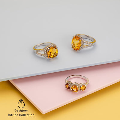 Princess Cut Citrine Sweetheart Ring Sterling Silver 1.50 Carats