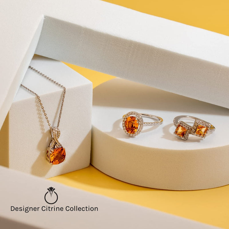Heart Shape Citrine Soulmate Ring Sterling Silver 1 Carat