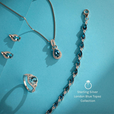 London Blue Topaz Tiara Stackable Ring Sterling Silver