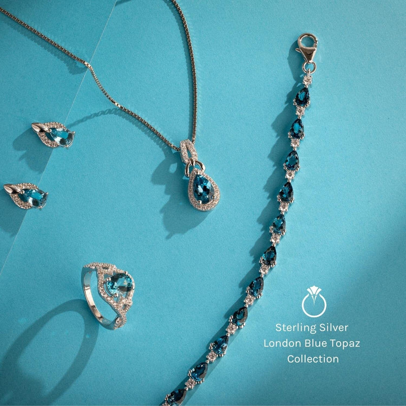 London Blue Topaz Tiara Stackable Ring Sterling Silver