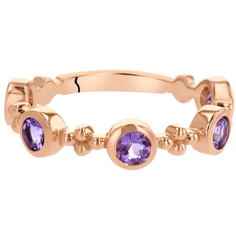 Amethyst Tiara Stackable Ring Rose-Tone Sterling Silver