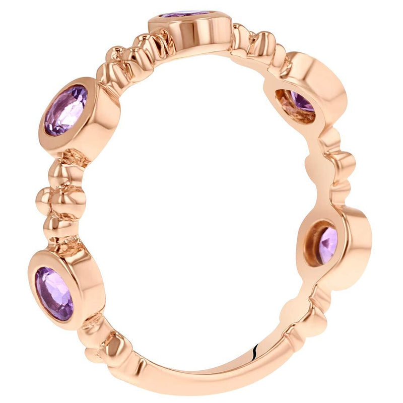 Amethyst Tiara Stackable Ring Rose-Tone Sterling Silver