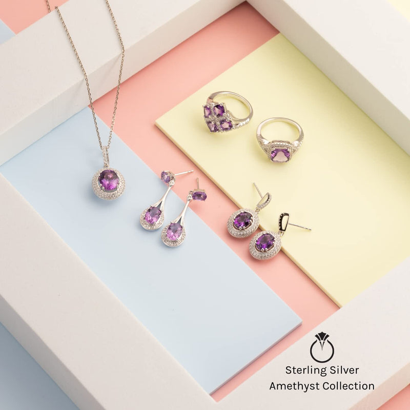 Amethyst Tiara Stackable Ring Rose-Tone Sterling Silver