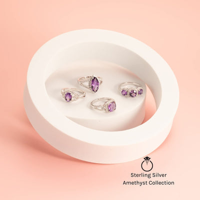 Amethyst Ring Sterling Silver Radiant Shape 2 Carats