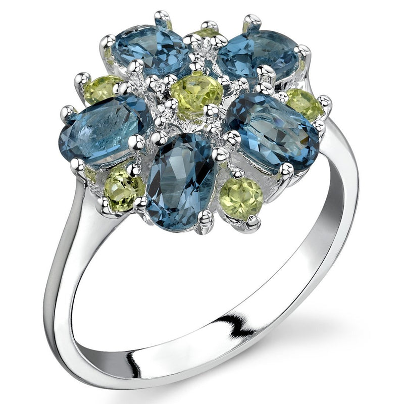London Blue Topaz Ring Sterling Silver Oval Shape 3.25 Carats