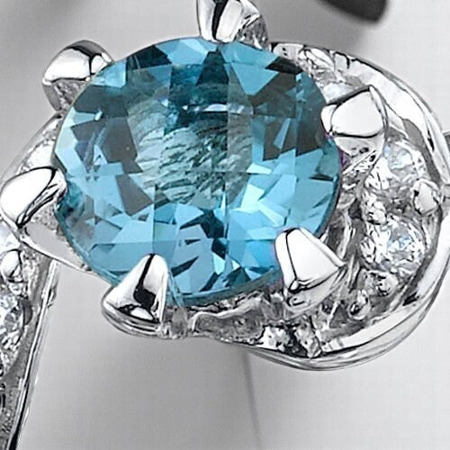 London Blue Topaz Ring Sterling Silver Round Shape 1 Carats
