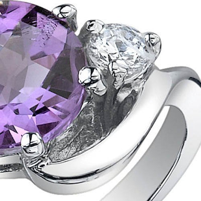 Amethyst Ring Sterling Silver Round Shape 1.75 Carats